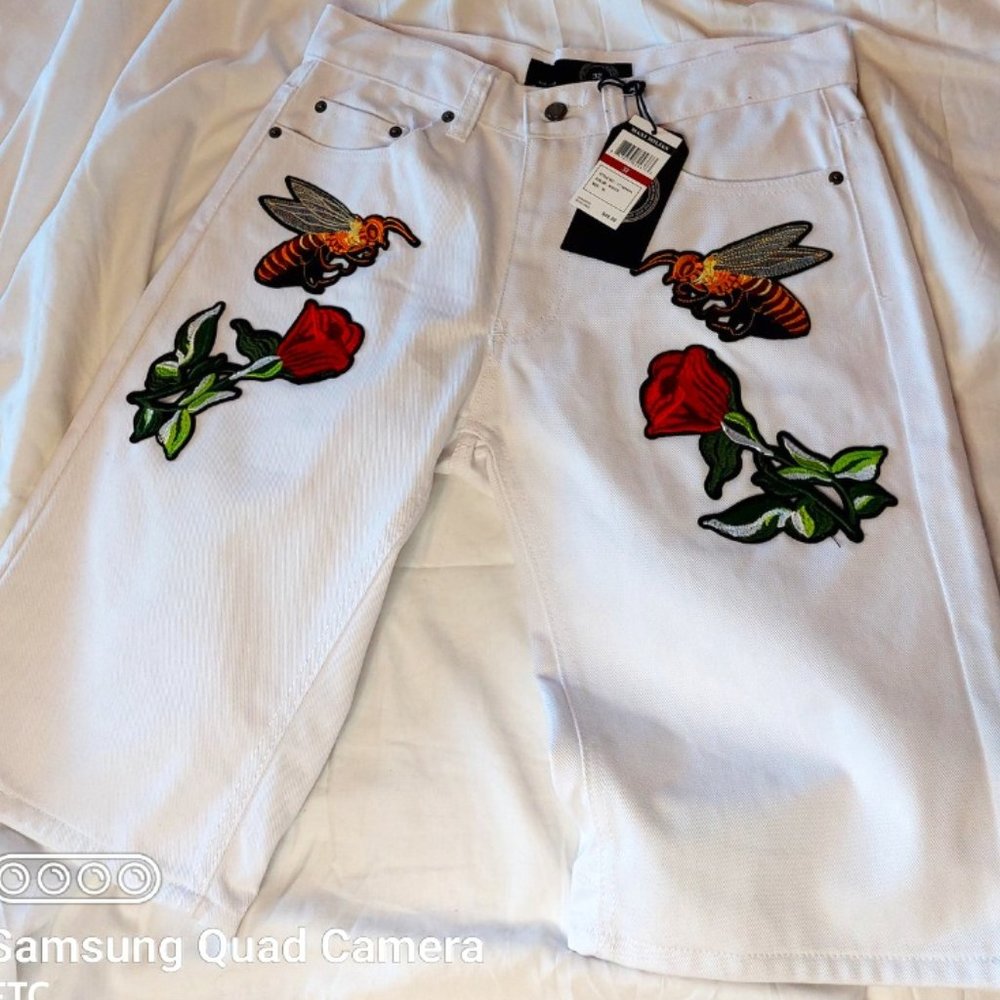 Men White Denim shorts